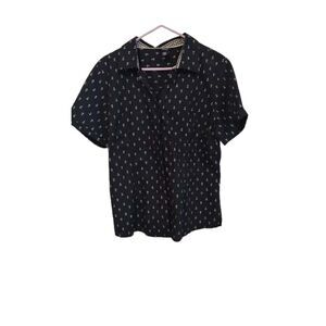 Basic Editions Navy Blue Anchor print collared button down